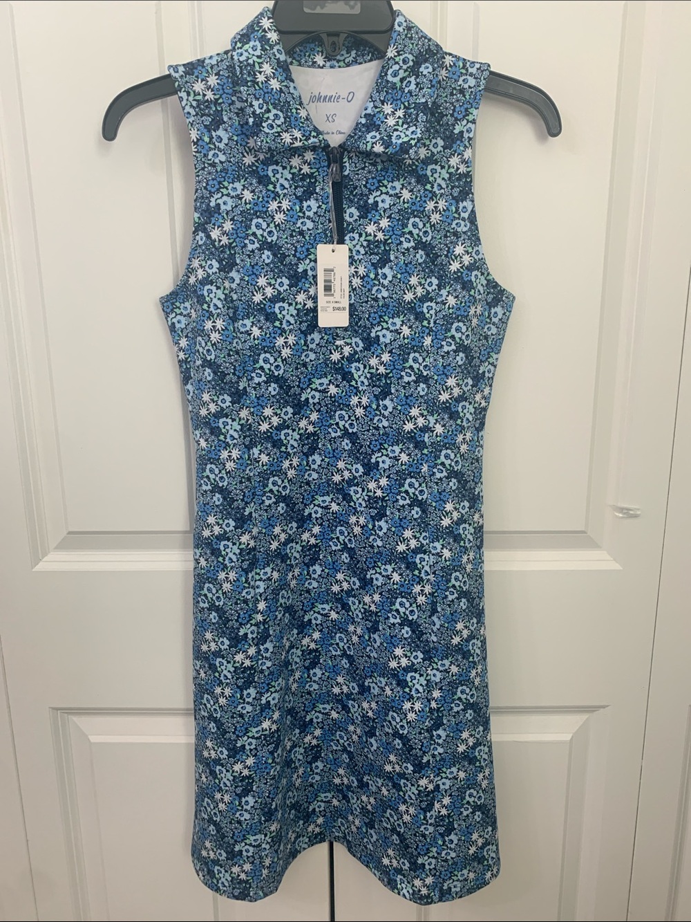 johnnie-O Blue Floral Zip Polo Dress